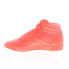 Reebok Freestyle Hi Womens Orange Leather Lace Up Lifestyle Sneakers Shoes