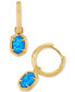 Фото #1 товара 14k Framed Stone Removable Charm Huggie Hoop Earrings