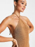 Pretty Lavish high neck backless midaxi dress in brown