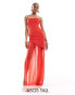 Фото #1 товара ASOS DESIGN Tall structured bandeau maxi dress with chiffon thigh split skirt in red