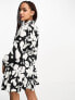 Stradivarius shirt dress with flippy skirt in mono print