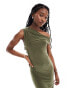 COLLUSION drop shoulder maxi dress in khaki