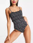 Фото #1 товара The Frolic Gianna shirred swimsuit in black floral