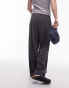 Topman straight plisse jogger in charcoal