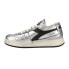 Diadora Mi Basket Row Cut Silver Used Lace Up Womens Silver Sneakers Casual Sho