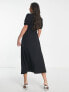 ASOS DESIGN Tall tie front button through midi dress in black