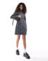 Фото #1 товара Calvin Klein Jeans zip through denim mini dress in grey