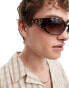 ASOS DESIGN 90 wrap round sunglasses in brown with circle detailing - фото #2