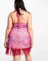 Фото #4 товара Tammy Girl Plus halter neck mini dress with split front in pink print