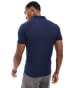 ASOS DESIGN muscle polo with zip in navy