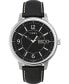 ფოტო #1 პროდუქტის Men's Chicago Black Leather Watch 45mm