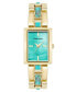 ფოტო #1 პროდუქტის Women's Quartz Gold-Tone Alloy LinkTurquoise Bracelet Watch, 21mm