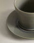 Glazed stoneware teacup and saucer