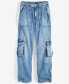 Фото #6 товара Women's Light Wash High Rise Utility Cargo Jeans, Created for Macy's