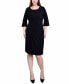 ფოტო #1 პროდუქტის Petite 3/4 Length Trumpet Sleeve Dress