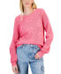 Juniors' Floral Mesh Crewneck Sweater