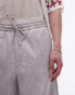 Topman premium wide leg textured trousers in stone