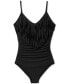 Magicsuit 145097 Women's Blair Fringed Ruched One-Piece Swimsuit Black Sz 16