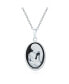 Фото #1 товара Classic Black White Carved Oval Simple Framed Victorian Lady Portrait Mother and Child Cameo Pendant Necklace For Women Wife Sterling Silver