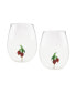 Фото #1 товара Strawberry 22 oz Stemless Wine Glasses, Set of 2