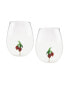 Strawberry 22 oz Stemless Wine Glasses, Set of 2