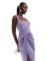 ASOS DESIGN square neck pleat detail maxi dress in dark lilac Dunkles Flieder, 34 - фото #2