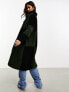 Фото #7 товара Only longline borg coat in khaki and black checkerboard