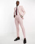 ASOS DESIGN super skinny suit trouser in linen mix in puppytooth check in pink Розовый, W28 L32 - фото #2