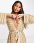 ASOS DESIGN wrap mini dress with ball bearing fringe embellishment in gold