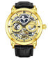 ფოტო #1 პროდუქტის Men's Legacy Black Leather, Gold-Tone Dial, 46mm Round Watch