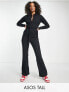 Фото #1 товара ASOS DESIGN Tall long sleeve twill boilersuit with collar in black