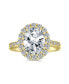 Фото #3 товара Кольцо Bling Jewelry Vintage Style CZ Promise 4CT Oval Engagement 14K Gold Plated