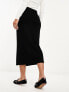 ASOS DESIGN ribbed midi skirt with horn buttons in black