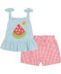 Фото #1 товара Little Girls Flounce-Hem Tank and Checkered French Terry Shorts, 2 piece set