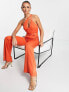 Extro & Vert asymmetric strappy jumpsuit with wide leg in rust
