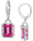 ფოტო #1 პროდუქტის Pink Topaz (11-1/6 ct. t.w.) & Diamond (1/2 ct. t.w.) Leverback Drop Earrings in Sterling Silver