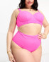 ASOS DESIGN Curve mix and match high waist bikini bottom in bright pink