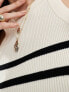 Фото #5 товара Vero Moda knitted racer neck top in cream stripe