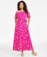 Women's Floral-Print Pull-On Flared Maxi Skirt, Created for Macy's