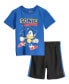 Фото #1 товара Toddler Boys Sonic the Hedgehog Athletic Pullover T-Shirt & Shorts Outfit Set to