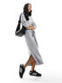 Фото #1 товара New Look belted knitted midi dress in light grey