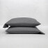 Фото #1 товара Standard 100% Washed Linen Solid Pillowcase Set Dark Gray - Casaluna