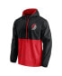 Men's Black, Red Portland Trail Blazers Anorak Block Party Windbreaker Half-Zip Hoodie Jacket