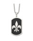 Фото #1 товара Chisel black IP-plated Fleur de lis Dog Tag Ball Chain Necklace