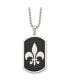 ფოტო #1 პროდუქტის Black IP-plated Fleur de lis Dog Tag Ball Chain Necklace