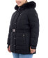 Фото #3 товара Plus Size Belted Faux-Fur-Trim Hooded Puffer Coat