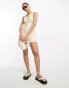 ASOS DESIGN button through linen look playsuit in oatmeal