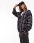 Topman cardigan with vertical stripe in grey and navy