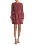 Фото #1 товара Michael Michael Kors Spring Ruffled Mini Dress in Sangria Multi in XL