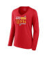 Фото #2 товара Women's Red Kansas City Chiefs 2023 AFC West Division Champions Conquer Long Sleeve V-Neck T-shirt